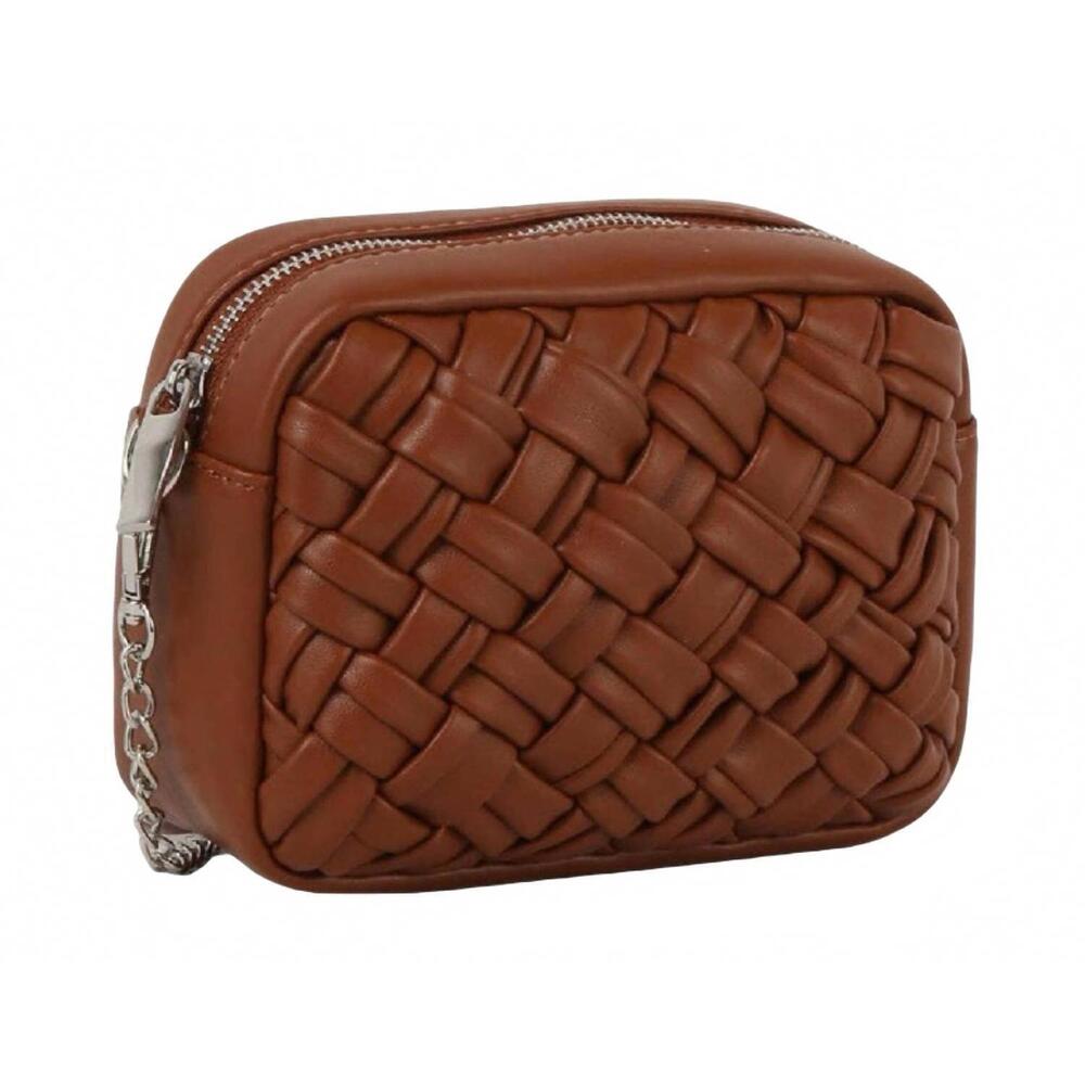 NEW HANDBAG FACTORY CORP women's woven mini crossbody bag in brown